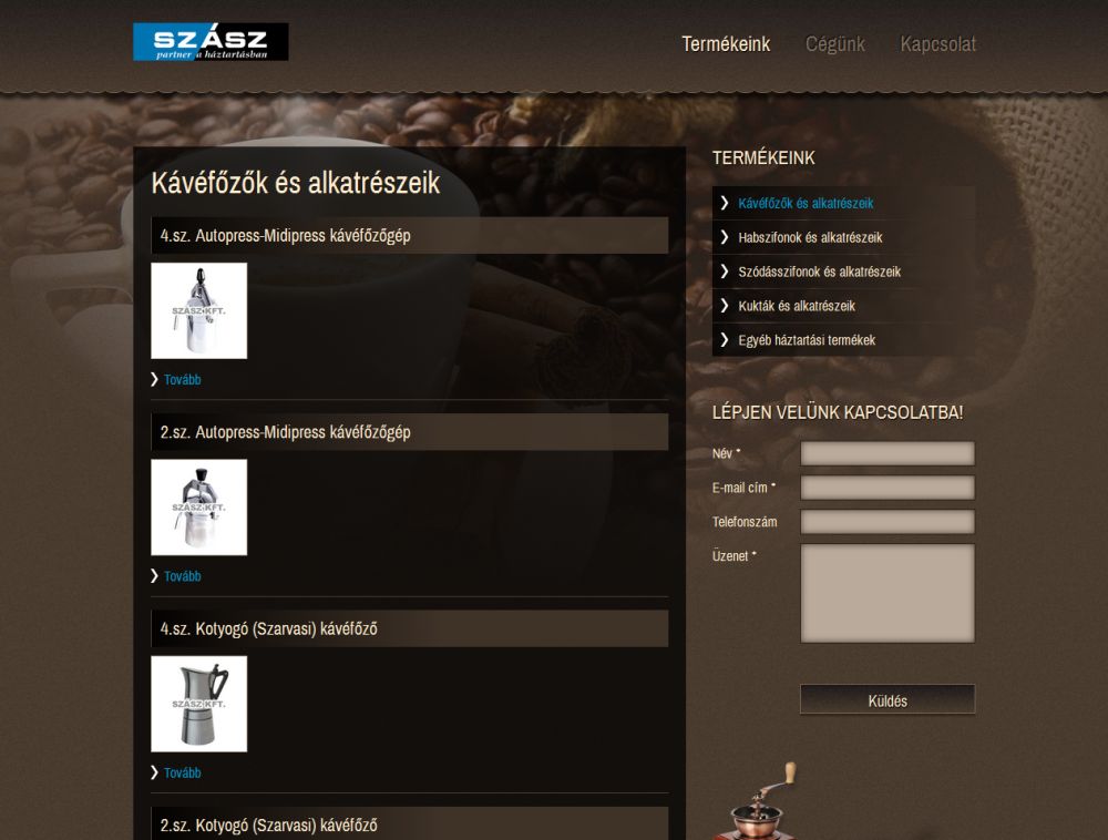 Szász Kft. webkatalógus képe